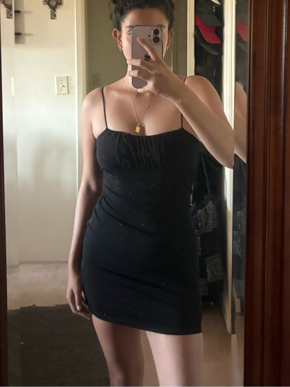Black Spaghetti-Strap Bodycon Mini Dress